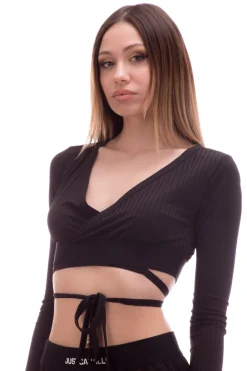 Just Cavalli Top a Costine con LacciBLACK