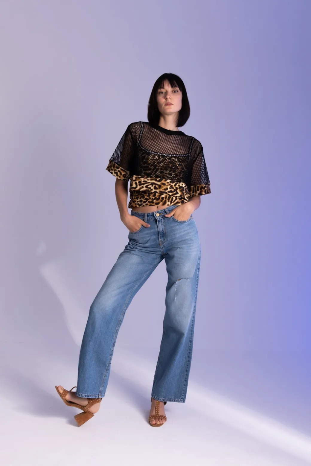 Just Cavalli Top In Rete con Stampa AnimalierCURRY