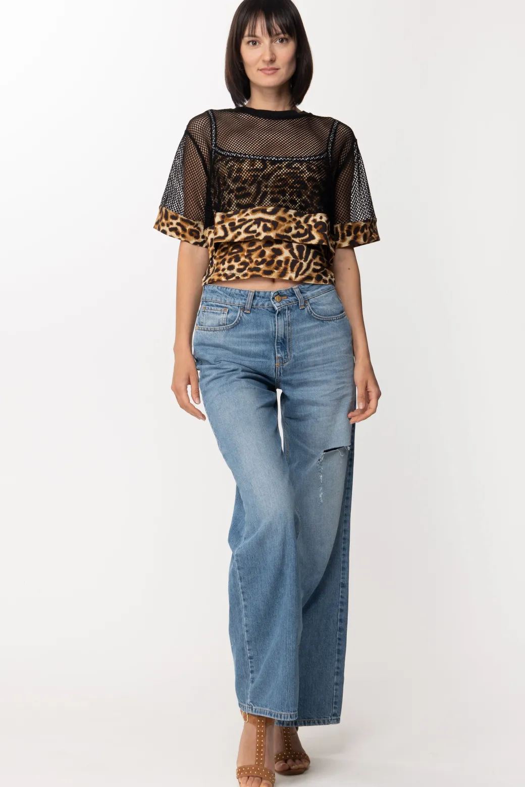 Just Cavalli Top In Rete con Stampa AnimalierCURRY
