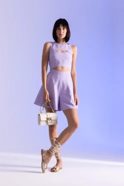 Just Cavalli Tuta Corta Svasata con Cut-outPASTEL LILIAC