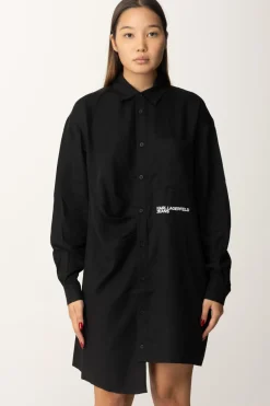 Karl Lagerfeld Abito Camicia In Jeans AsimmetricoBLACK