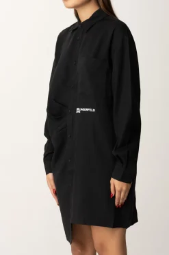 Karl Lagerfeld Abito Camicia In Jeans AsimmetricoBLACK
