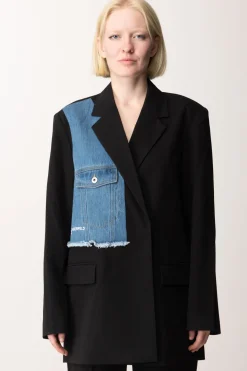 Karl Lagerfeld Blazer con Inserto In JeansBLACK / WASHED BLUE