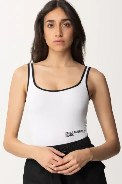 Karl Lagerfeld Body con Profili a ContrastoWHITE/BLACK