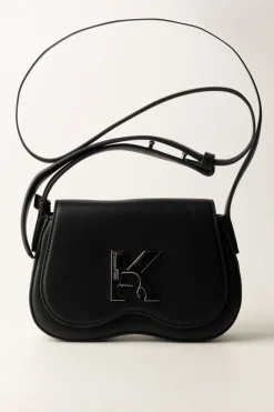 Karl Lagerfeld Borsa a Tracolla Compatta con Logo MetallicoBLACK