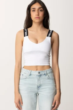 Karl Lagerfeld Bra Top con Bretelle LogateWHITE