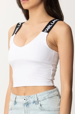 Karl Lagerfeld Bra Top con Bretelle LogateWHITE