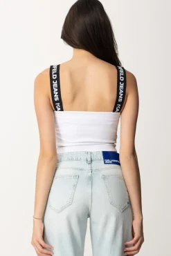 Karl Lagerfeld Bra Top con Bretelle LogateWHITE