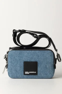 Karl Lagerfeld Camera Bag In JeansBRIGHT BLUE MARBLE