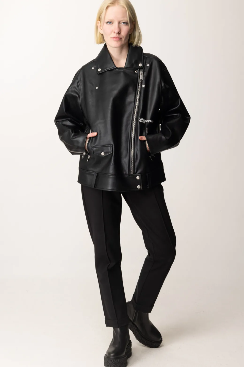 Karl Lagerfeld Giacca Biker con LogoBLACK