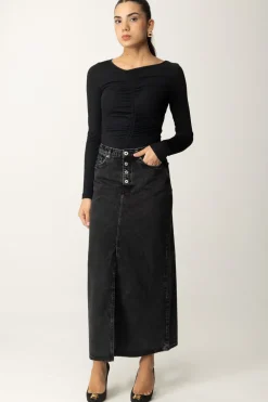 Karl Lagerfeld Gonna Midi In JeansWASHED WISER BLACK