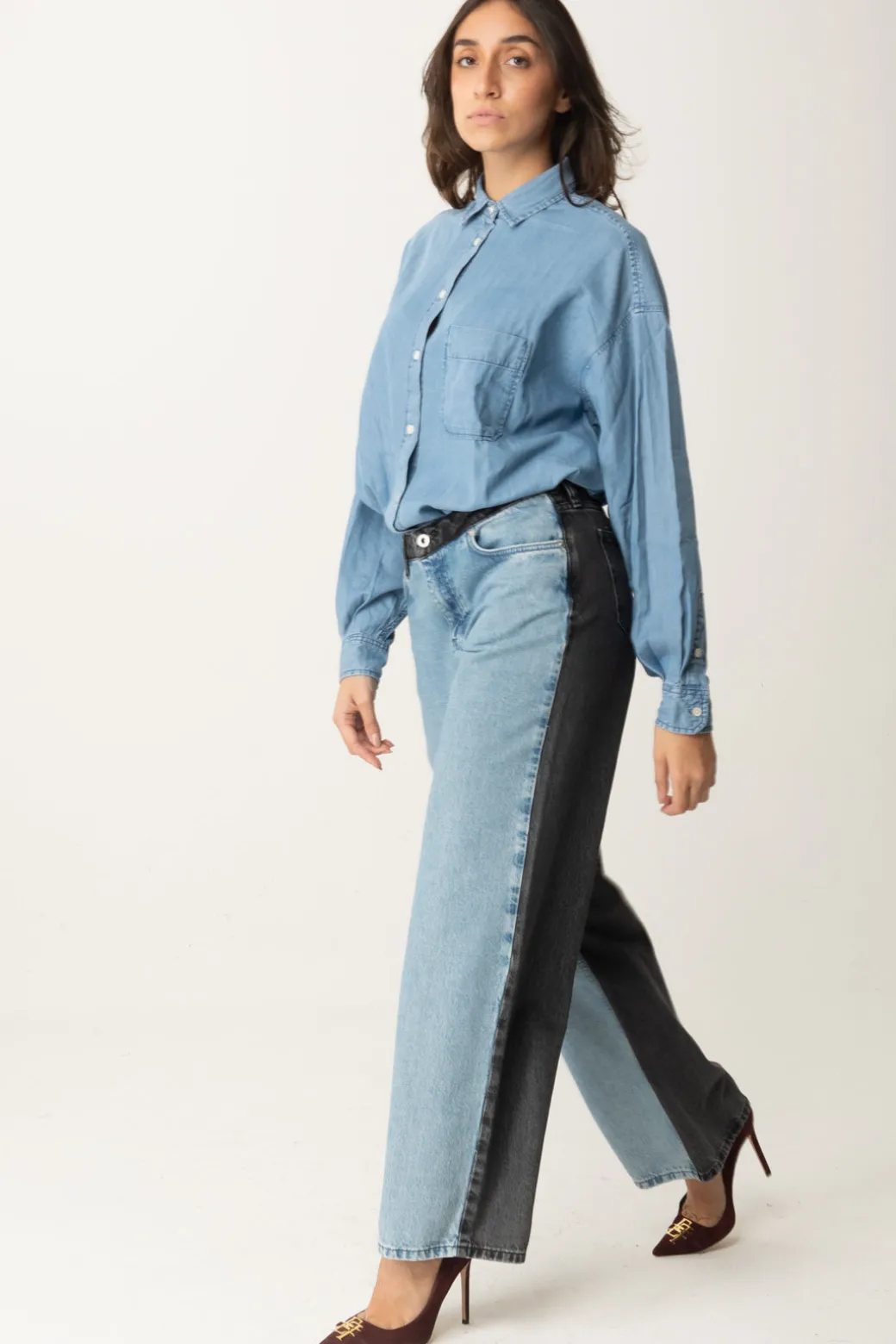 Karl Lagerfeld Jeans a ContrastoWASHED LIGHT BLUE BLACK