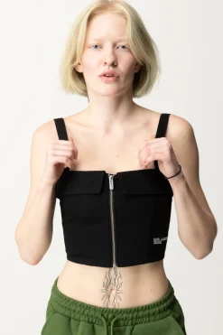 Karl Lagerfeld Top con Zip Frontale e LogoBLACK DENIM