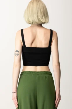 Karl Lagerfeld Top con Zip Frontale e LogoBLACK DENIM