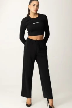 Karl Lagerfeld Top Crop Double con LogoBLACK