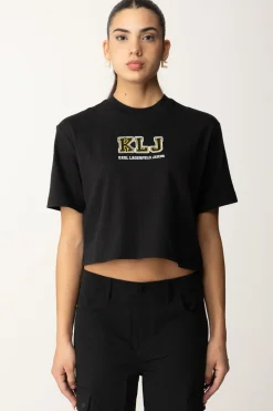 Karl Lagerfeld T-shirt Crop con LogoBLACK