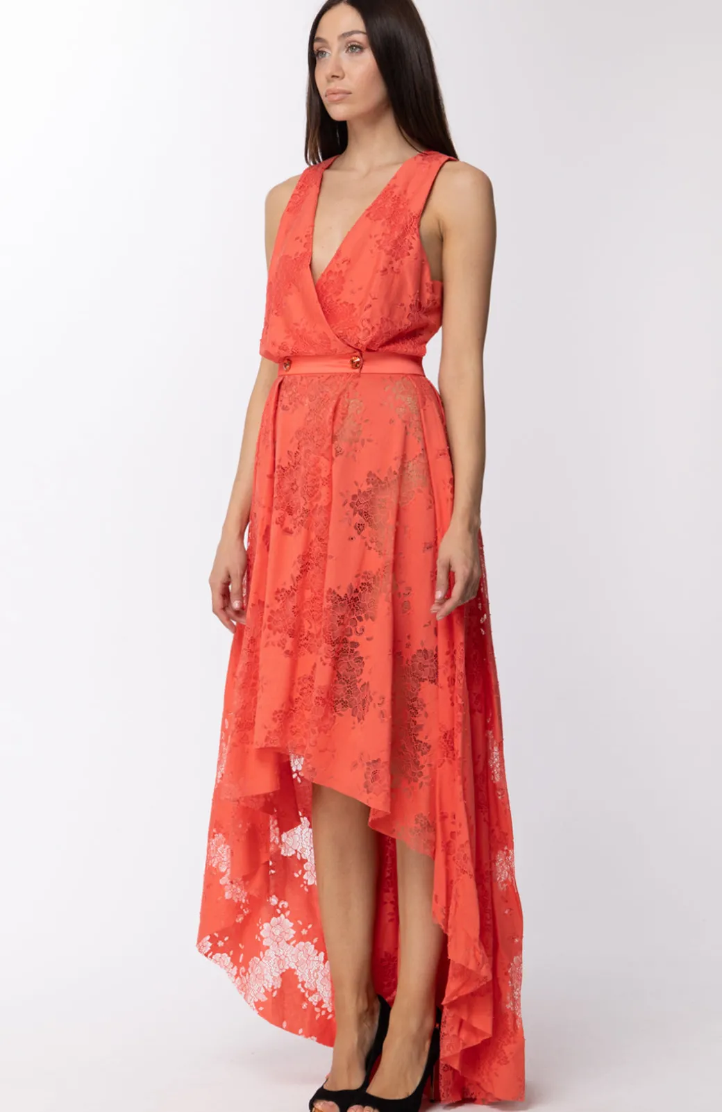 Les Bourdelles Des Garcons Abito Lungo Asimmetrico LaseratoCORALLO