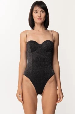 Mali Beachwear Costume Intero In LurexANTRACITE