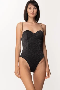 Mali Beachwear Costume Intero In LurexANTRACITE