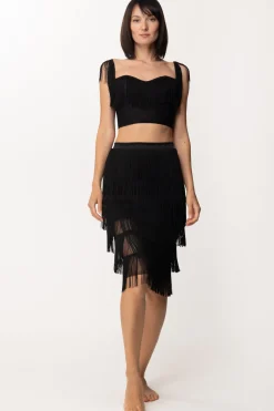 Mali Beachwear Gonna Midi con FrangeNERO