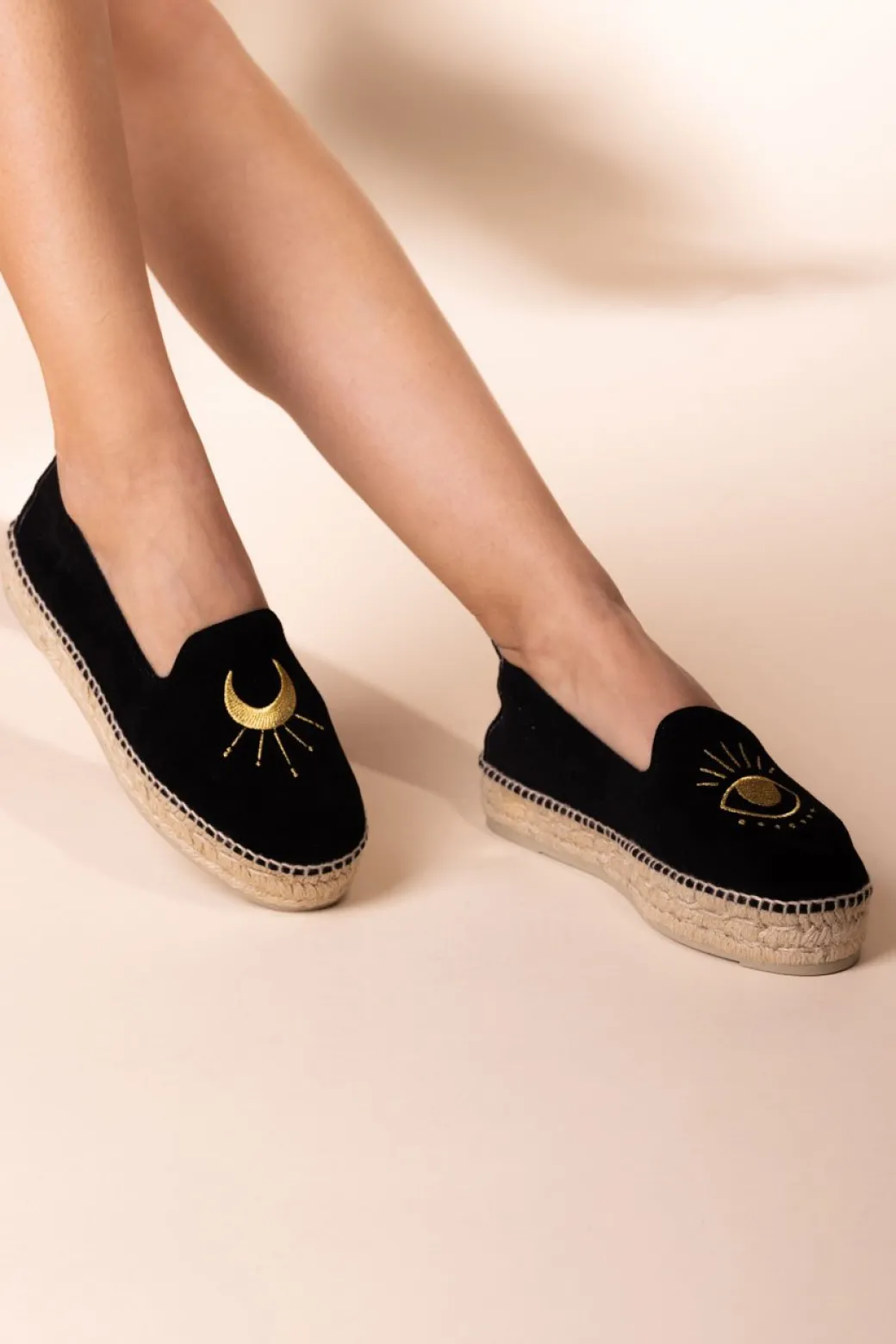Manebi Espadrillas con RicamoBLACK/GOLD