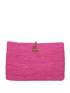 Manebi Pochette In Raffia Lavorata a ManoFUCSIA