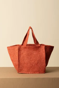 Manebi Squared Tote BagRUST W BROWN PALM