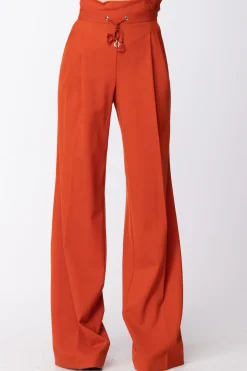 Mangano Angano: Pantalone Verlaine Vita Alta a Palazzo con Cintura e Frappine In VitaPUMPKIN