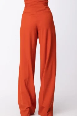 Mangano Angano: Pantalone Verlaine Vita Alta a Palazzo con Cintura e Frappine In VitaPUMPKIN