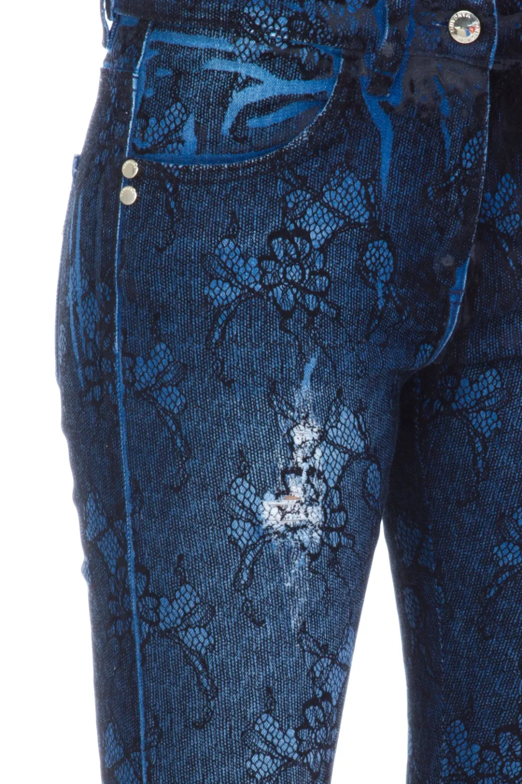 Mangano Jeans a Vita Alta Stampa FlorealeDENIM