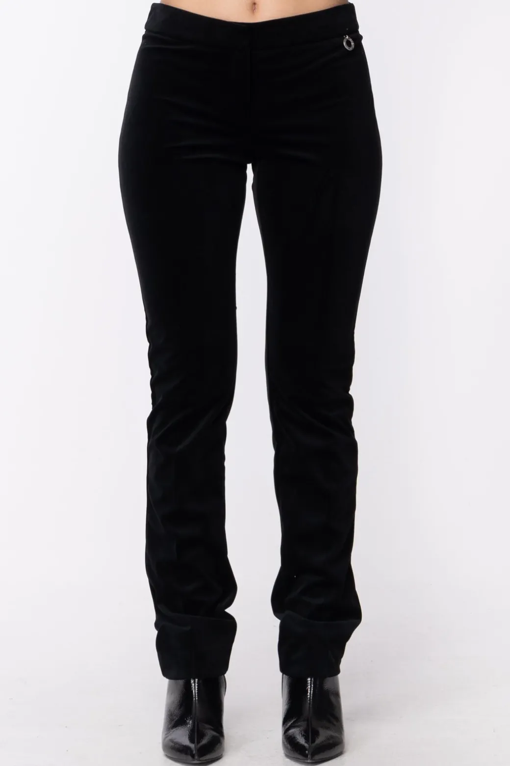 Mangano Mangano: Pantalone Slim In Velluto Gamba Dritta Vita RegularNERO