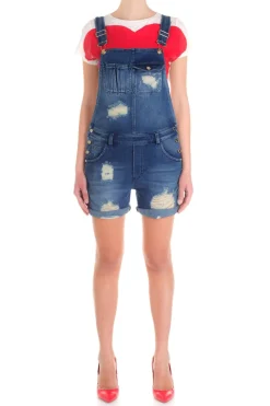 Mangano Mangano: Salopette Voltaire Corta In JeansDENIM