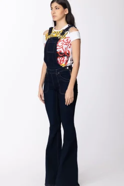 Mangano Mangano: Salopette con Vita Regular Gamba a Zampa Blu Denim StrechDENIM