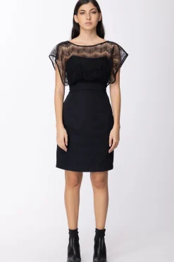 Mangano Tubino Nero Corto con PizzoNERO