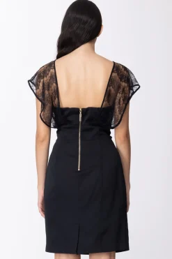 Mangano Tubino Nero Corto con PizzoNERO