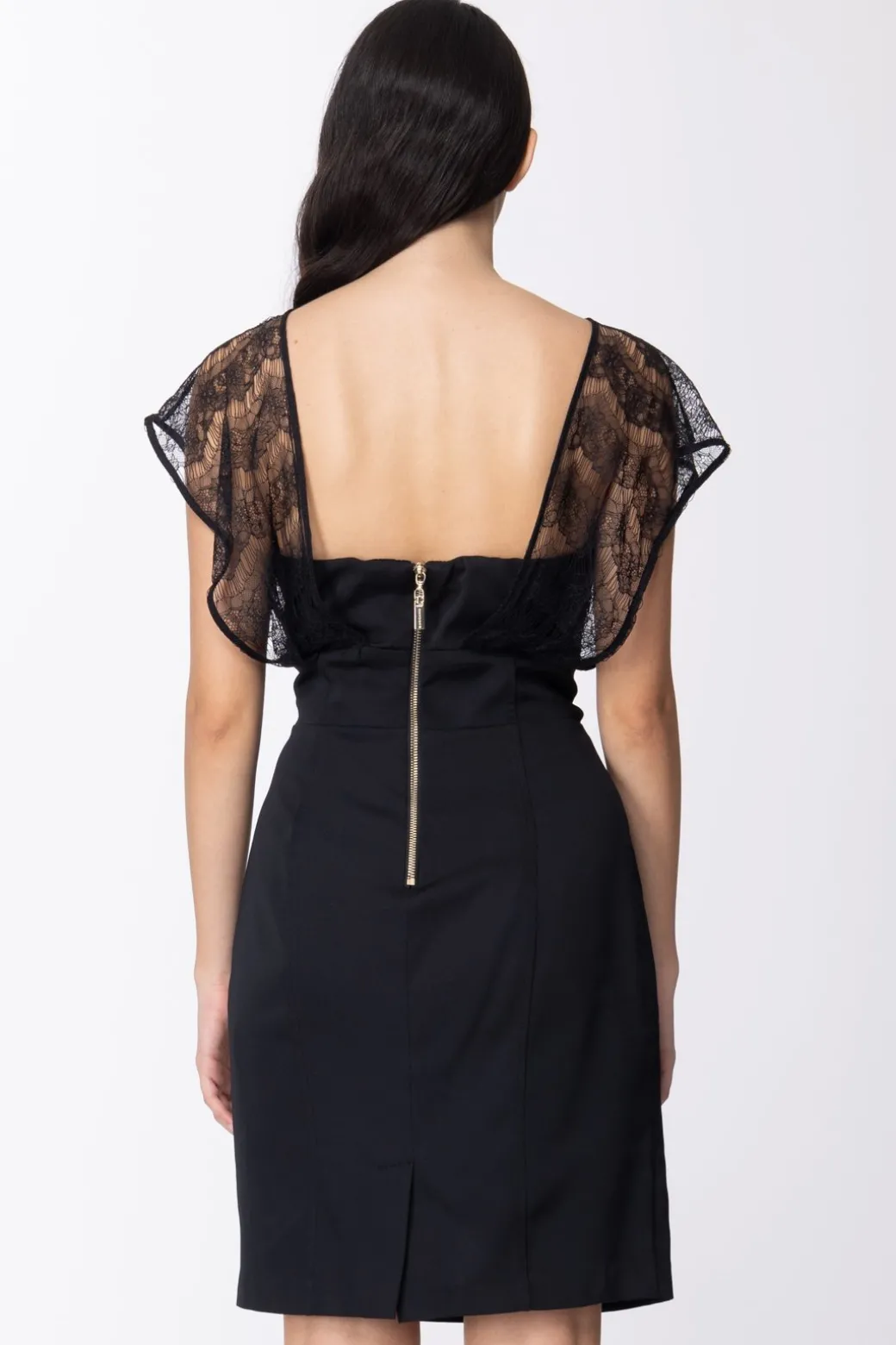 Mangano Tubino Nero Corto con PizzoNERO