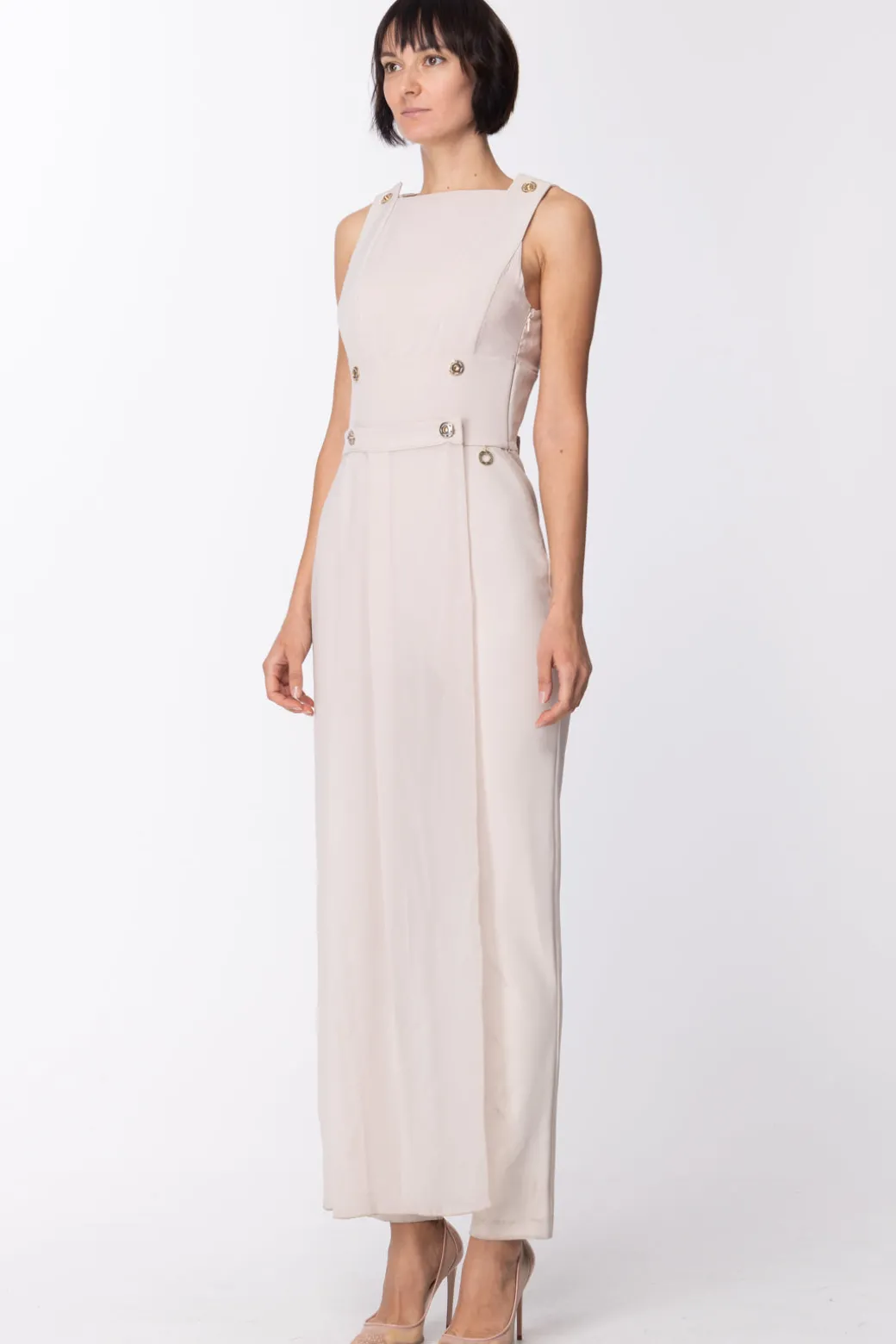 Mangano Tuta Lunga con Dettaglio Di Bottoni MetalliciMANDORLA