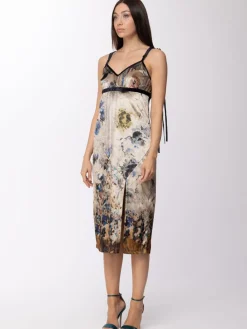 Manila Grace Abito Da Sera In Velluto Fantasia SmanicatoBISCOTTO