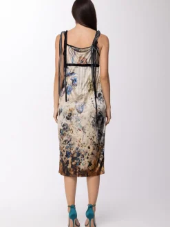 Manila Grace Abito Da Sera In Velluto Fantasia SmanicatoBISCOTTO