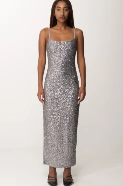 Manila Grace Abito Lungo Sottoveste Full-paillettesMETAL GRAY