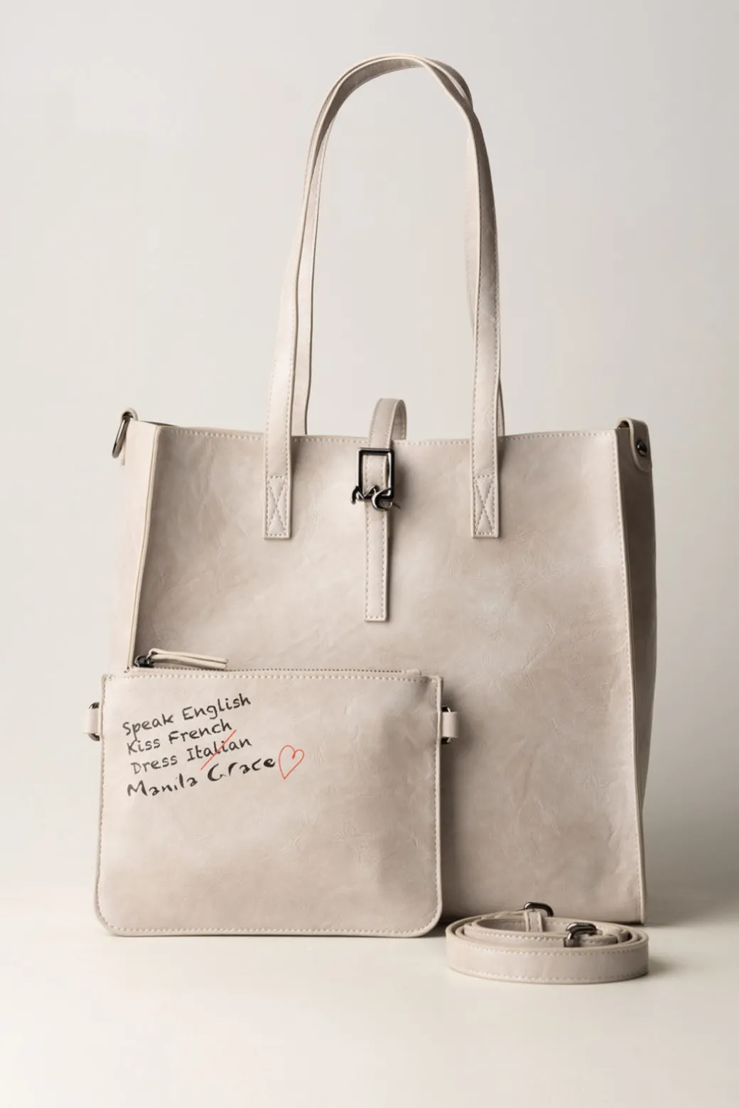 Manila Grace Borsa Felicia Media In Ecopelle MartellataOFF WHITE