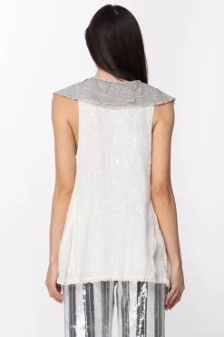 Manila Grace Camicia Asimmetrica con Rouches e PaillettesVAR.UNICA