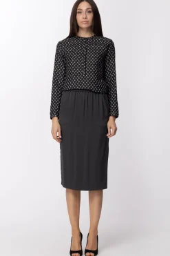 Manila Grace Camicia Coreana In Tessuto JacquardNERO