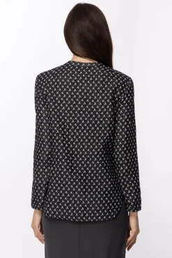 Manila Grace Camicia Coreana In Tessuto JacquardNERO