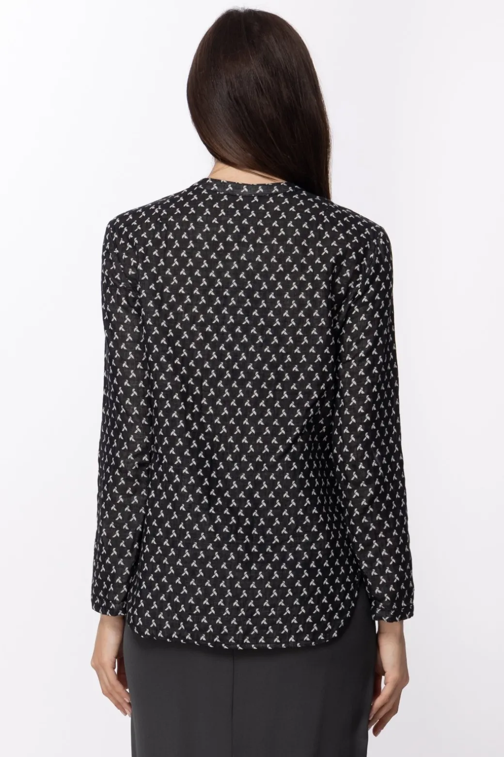 Manila Grace Camicia Coreana In Tessuto JacquardNERO