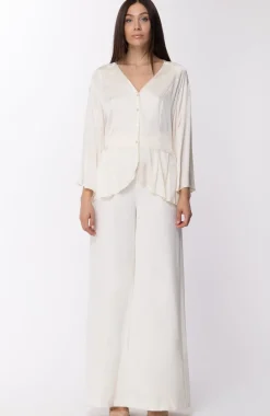 Manila Grace Camicia Morbida In Seta con Manica Ampia Scollo a VAVORIO