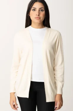 Manila Grace Cardigan Basic Senza BottoniOFF WHITE