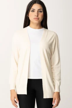 Manila Grace Cardigan Basic Senza BottoniOFF WHITE