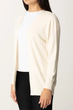 Manila Grace Cardigan Basic Senza BottoniOFF WHITE