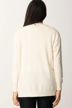Manila Grace Cardigan Basic Senza BottoniOFF WHITE